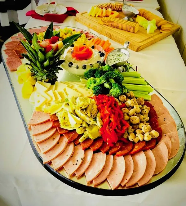Catered cold cut and vegetable platter